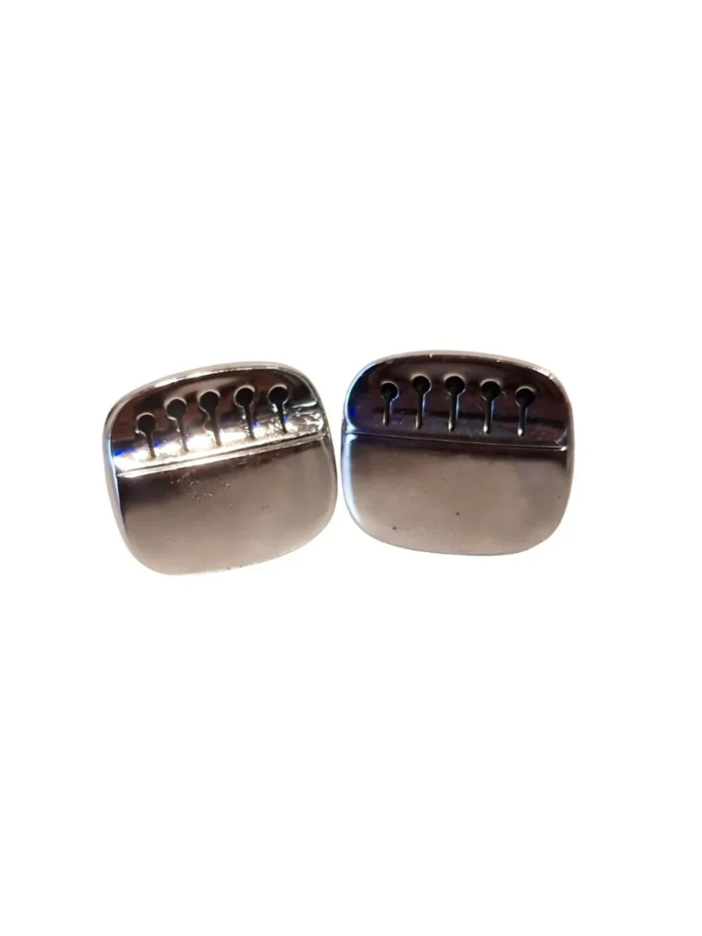Speidel Silver Tone Cufflinks Tie Clip Set Cutout Design Vintage